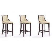 Manhattan Comfort 3-BS007-CR Fifth Avenue 45 in. Cream and Walnut Beech Wood Bar Stool (Set of 3)